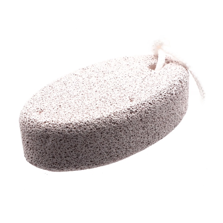 Piatra ponce, pentru ingrijire calcaie, model oval, 10.3 x 6 x 3 cm, Alb