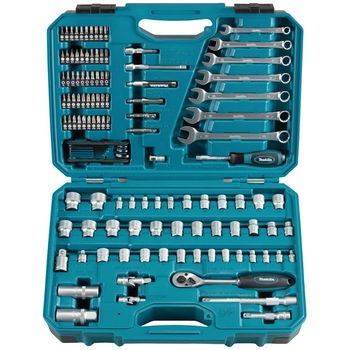 Set 120 accesorii Makita E-06616, cheie clichet, chei tubulare, cheie bujii, biti, adaptor biti, prelungitor adaptor biti Set 120 accesorii Makita E-06616, cheie clichet, chei tubulare, cheie bujii, biti, adaptor biti, prelungitor adaptor biti