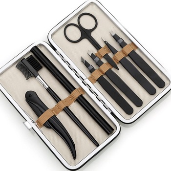 Set de ingrijire pentru sprancene YWD-FMM, 8 Accesorii, Cutie depozitare, Negru Set de ingrijire pentru sprancene YWD-FMM, 8 Accesorii, Cutie depozitare, Negru
