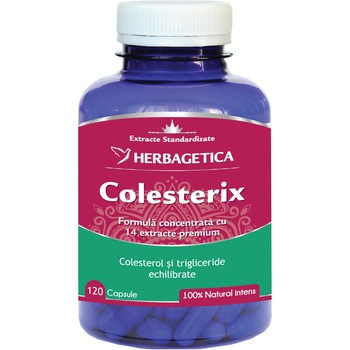 Supliment alimentar Colesterix, Herbagetica, 120 capsule Supliment alimentar Colesterix, Herbagetica, 120 capsule