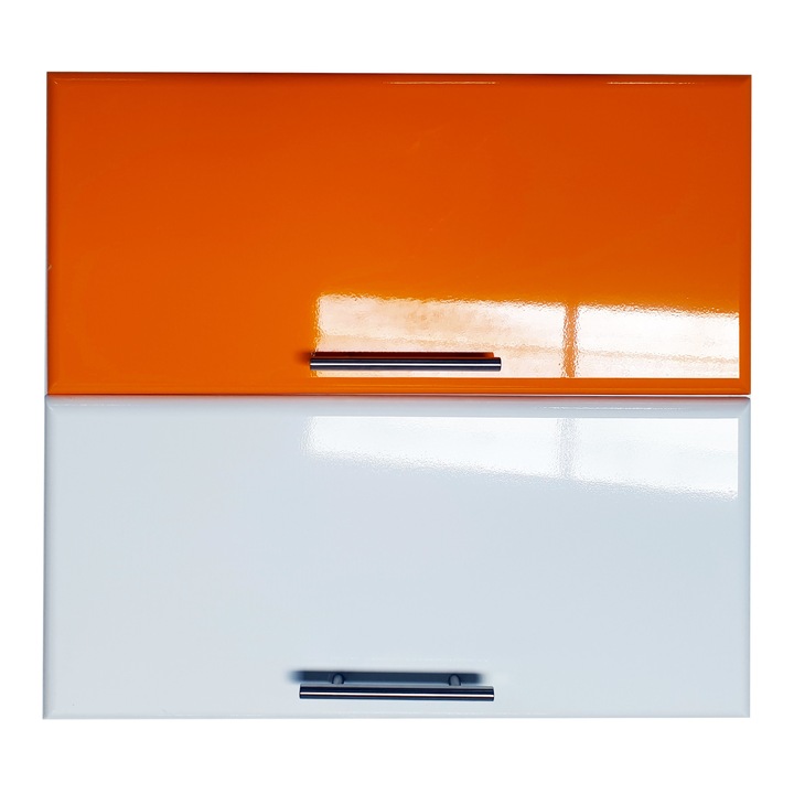 Corp suspendat orizontal Canadian MDF, 2 usi, alb/portocaliu, super lucios, 80x30x70 cm
