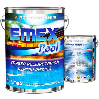 Vopsea Poliuretanica Piscina “Emex Pool”, Albastru, Bidon 4 Kg, Intaritor inclus Vopsea Poliuretanica Piscina “Emex Pool”, Albastru, Bidon 4 Kg, Intaritor inclus