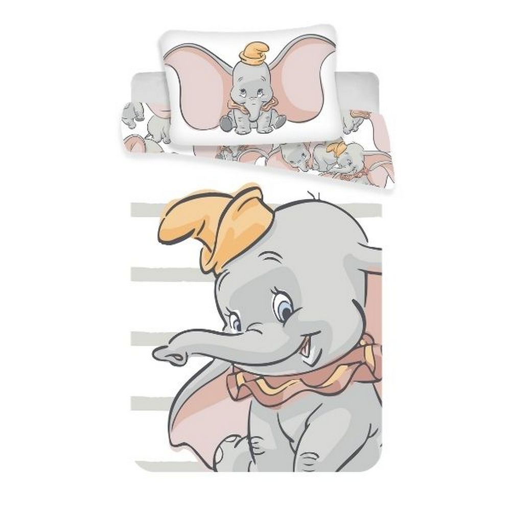 Lenjerie de pat pentru copii Jerry Fabrics, Dumbo, Bumbac, 100x135cm