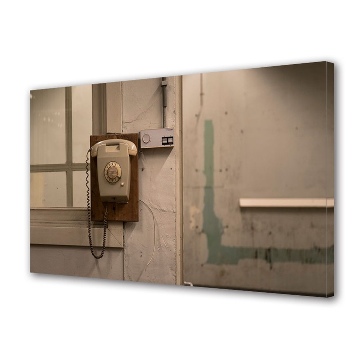 Tablou Canvas Premium, Art Star, Telefon public cu receptor, Vintage, Panza pe cadru de lemn, Decoratiuni Moderne pentru Casa, 30 x 45 cm