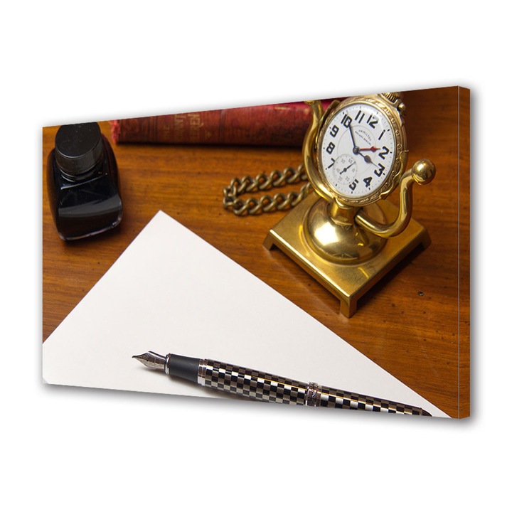 Tablou Canvas Led cu Intrerupator, Luminos in Intuneric, Premium, Art Star, In asteptarea inspiratiei, Vintage, Panza pe cadru de lemn, Decoratiuni Moderne pentru Casa, 60 x 90 cm