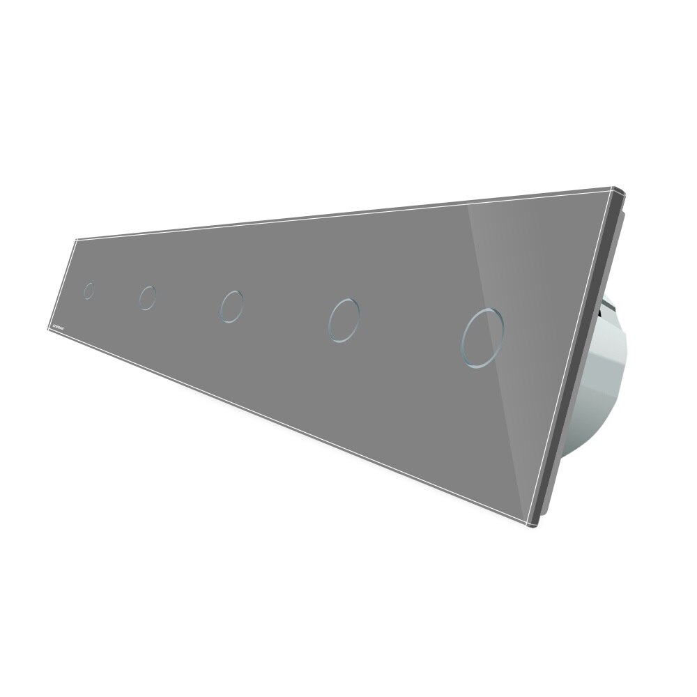 Intrerupator LIVOLO cu touch din sticla cu 5 intrerupatoare simple, Gri, Protocol ZigBee, Control de pe telefon