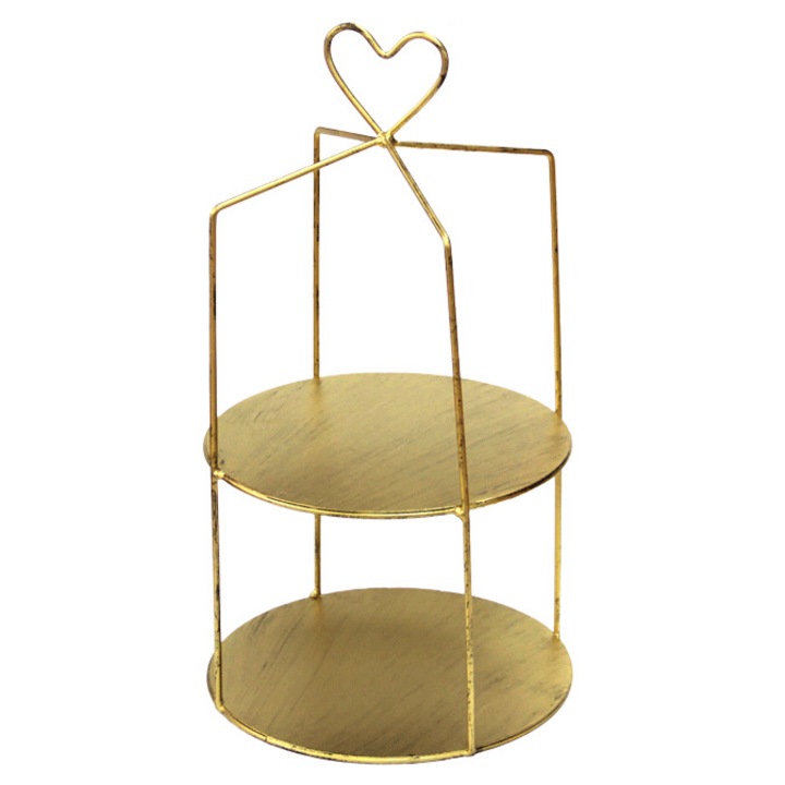 Stand expunere briose metalic patrat RAKI cu 2 nivele 20x38 cm Gold