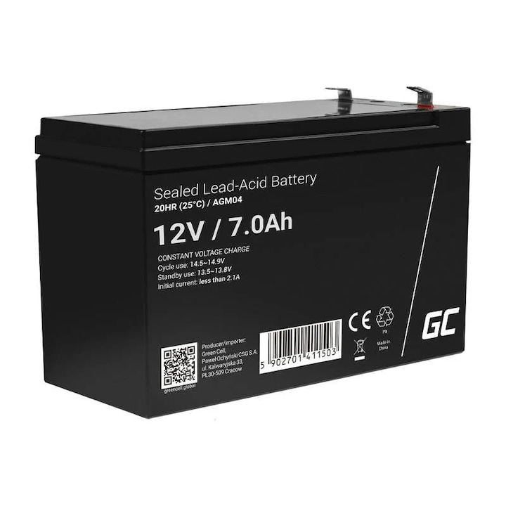 Acumulator stationar 12V 7Ah F2 AGM Green Cell AGM04 UPS