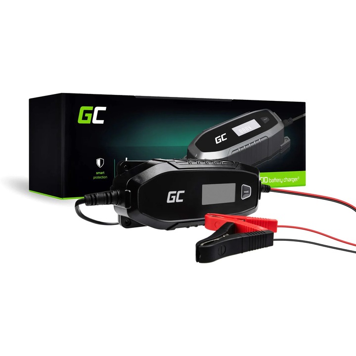 Incarcator inteligent 6V / 12V - 4Ah Green Cell pentru acumulatori stationari etansi plumb-acid auto moto VRLA SLA AGM GEL ACAGM07