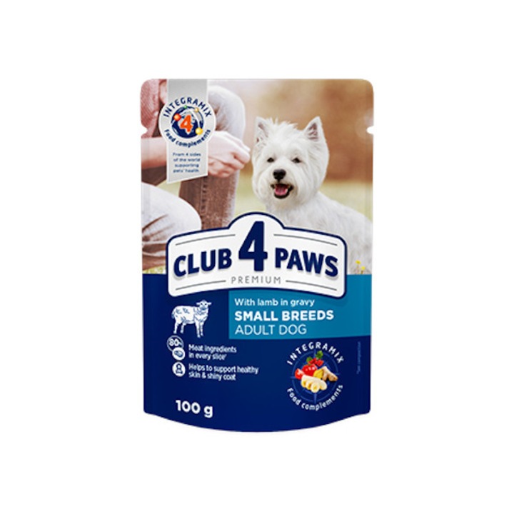 Hrana umeda completa Club 4 Paws Premium pentru caini de talie mica- Miel in sos , 24x100g