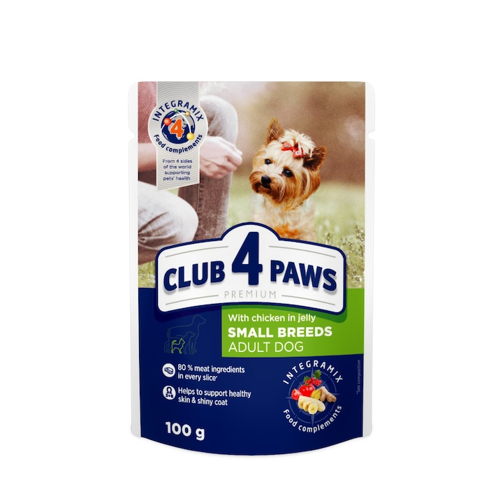 Hrana umeda completa Club 4 Paws Premium pentru caini adulti - Pui in jeleu , 24x100g