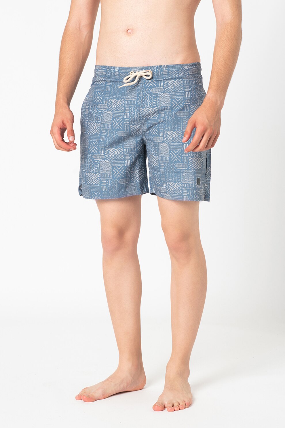 !Solid, Pantaloni scurti de baie cu imprimeu Hector, Albastru prafuit/Gri, XL