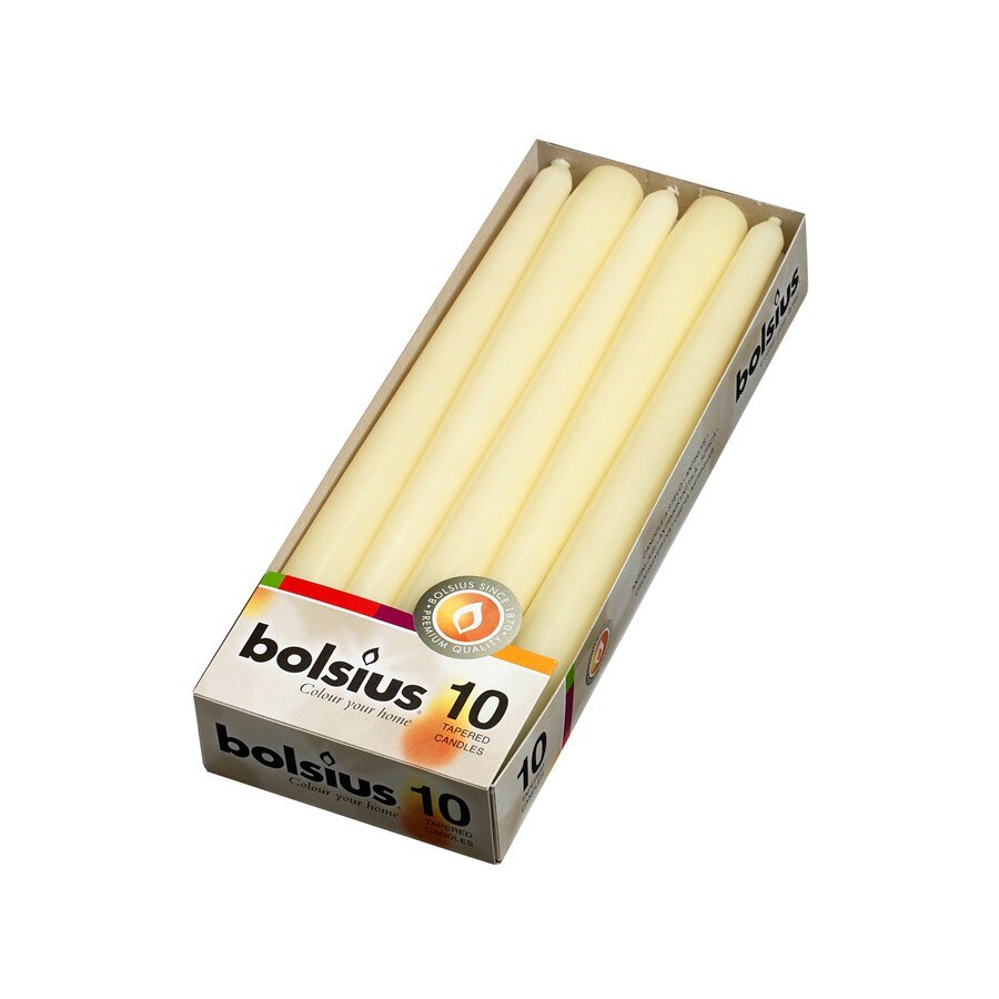 Set 10 buc - Lumanare conica Bolsius Crem