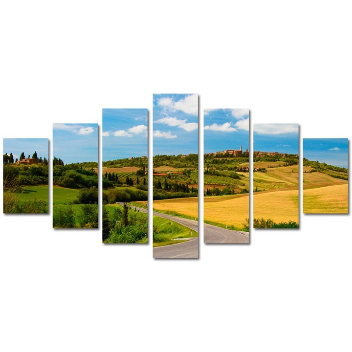 Tablou Multicanvas 7 Piese Peisaje Drum national, 90 x 175 cm