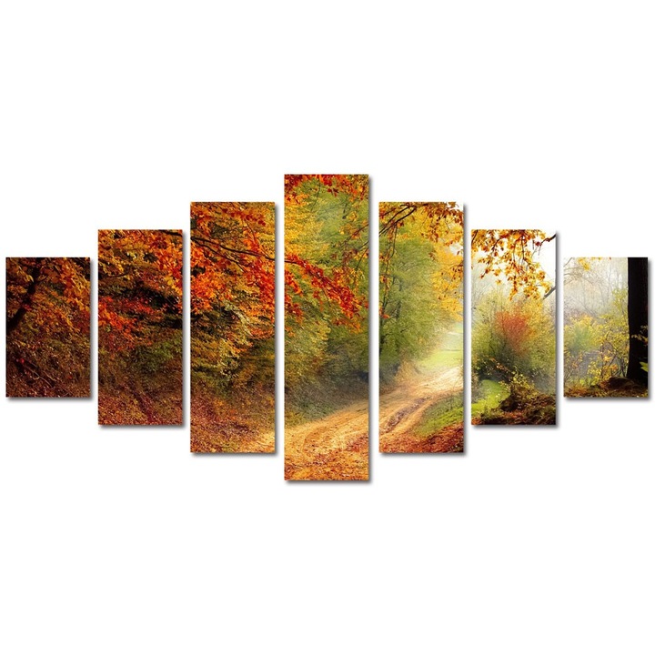 Tablou Multicanvas 7 Piese Peisaje Poteca prin padure, 90 x 175 cm