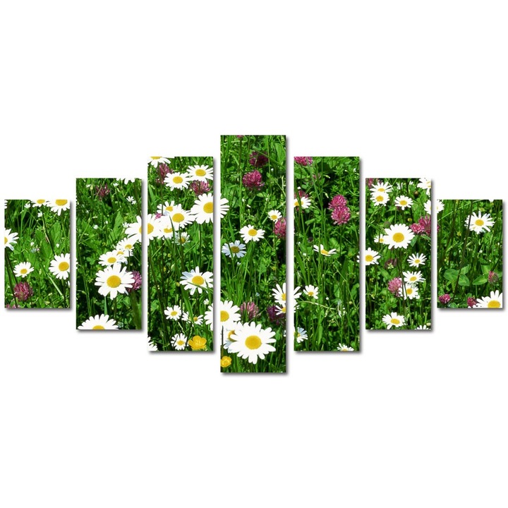 Tablou Multicanvas 7 Piese Peisaje Flori diverse, 90 x 175 cm