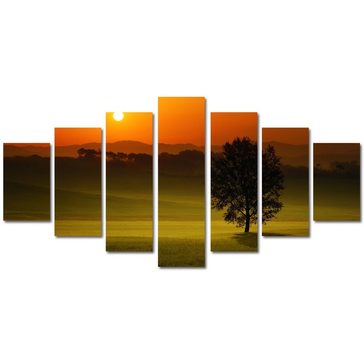 Tablou Multicanvas 7 Piese Peisaje Privind apusul, 90 x 175 cm