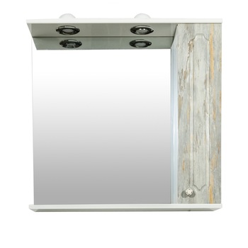 Oglinda baie cu un dulap Malaga, 70 x 70 x 16 cm, efect lemn invechit, iluminare LED Oglinda baie cu un dulap Malaga, 70 x 70 x 16 cm, efect lemn invechit, iluminare LED