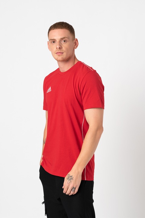 adidas Performance, Памучна тениска за бягане с лого, Червен/Бял, M