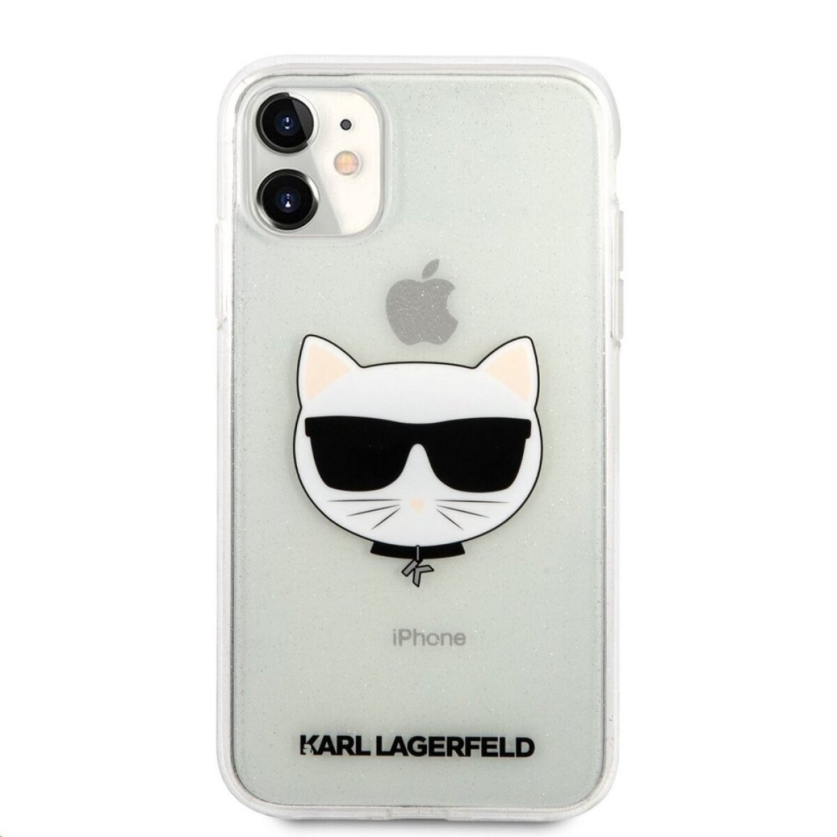 Husa Karl Lagerfeld Choupette Glitter pentru iPhone 11 Argintiu