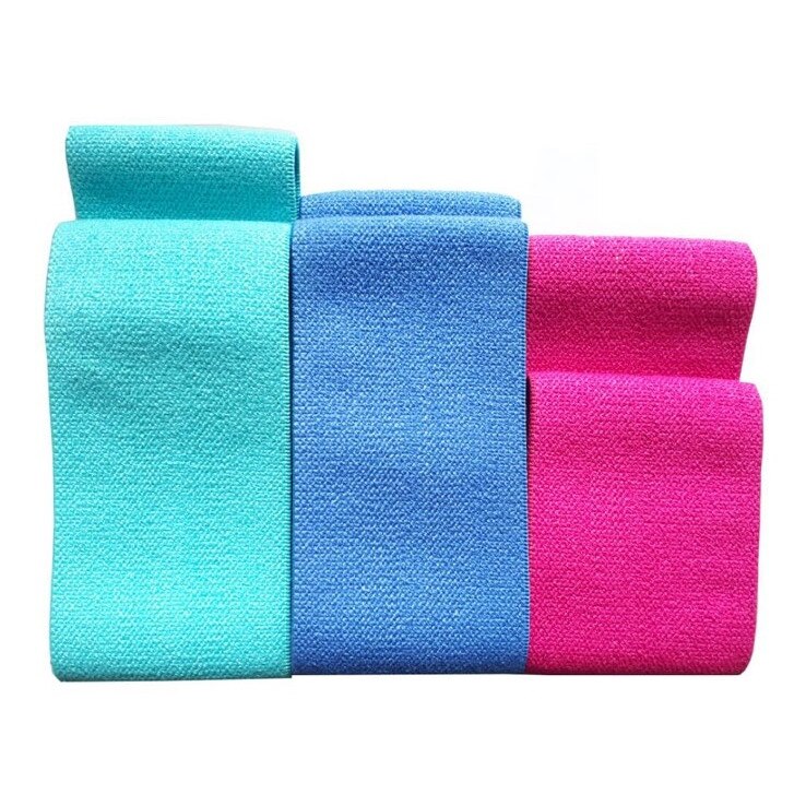 Set 3 benzi circulare Pro Gym, de intensitate: mica, medie si tare, material textil, Multicolor