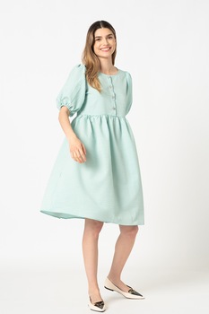 Sisters Point - Meca bő fazonú mintás ruha, Fehér/Zöld