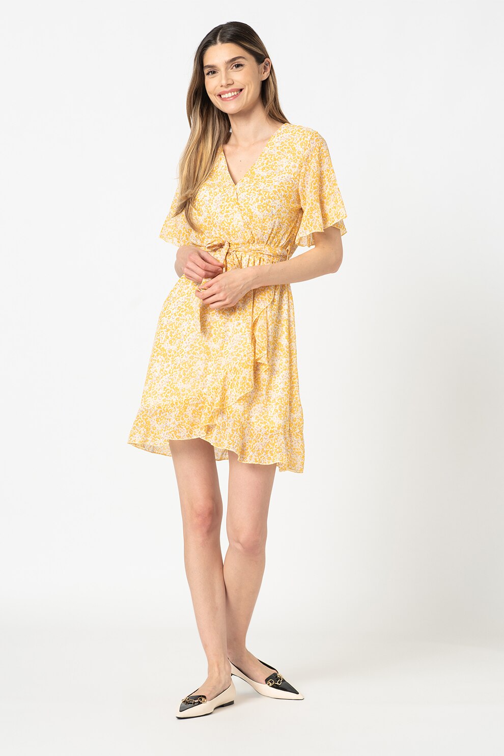 Sisters Point, Rochie cu imprimeu floral New Greto, Galben/Lila