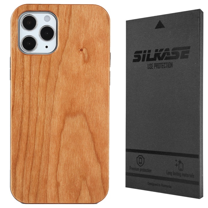 SILKASE Fa tok iPhone 12 Pro Max Hybrid szilikon/világos fa készülékhez