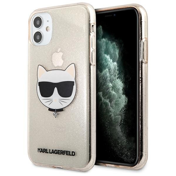Husa pentru iPhone 11 Karl Lagerfeld Glitter Choupette gold