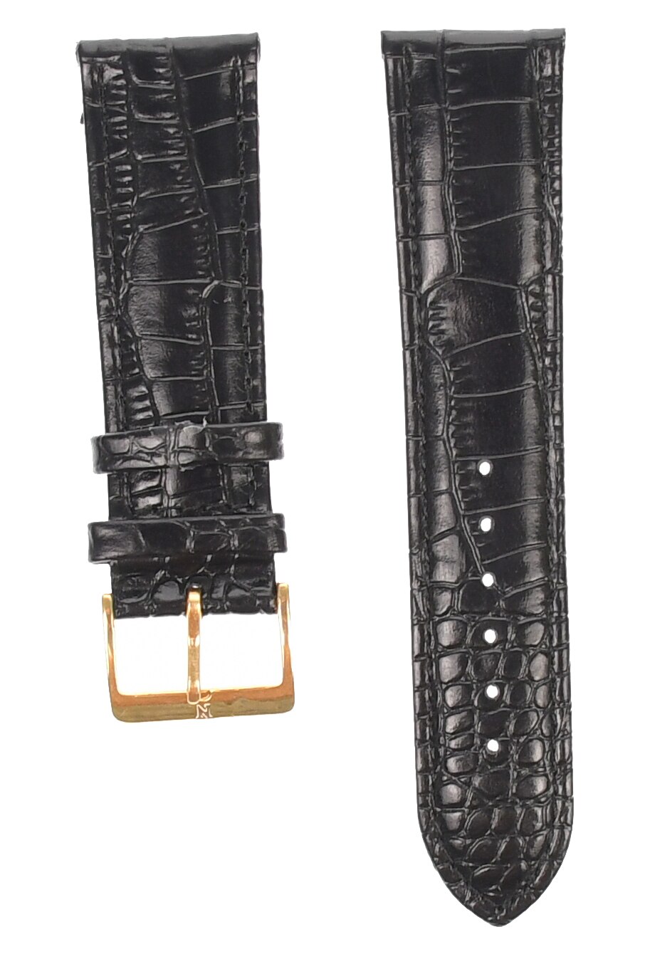 Curea de ceas din piele, 20 mm x 18 cm, crocodil, negru