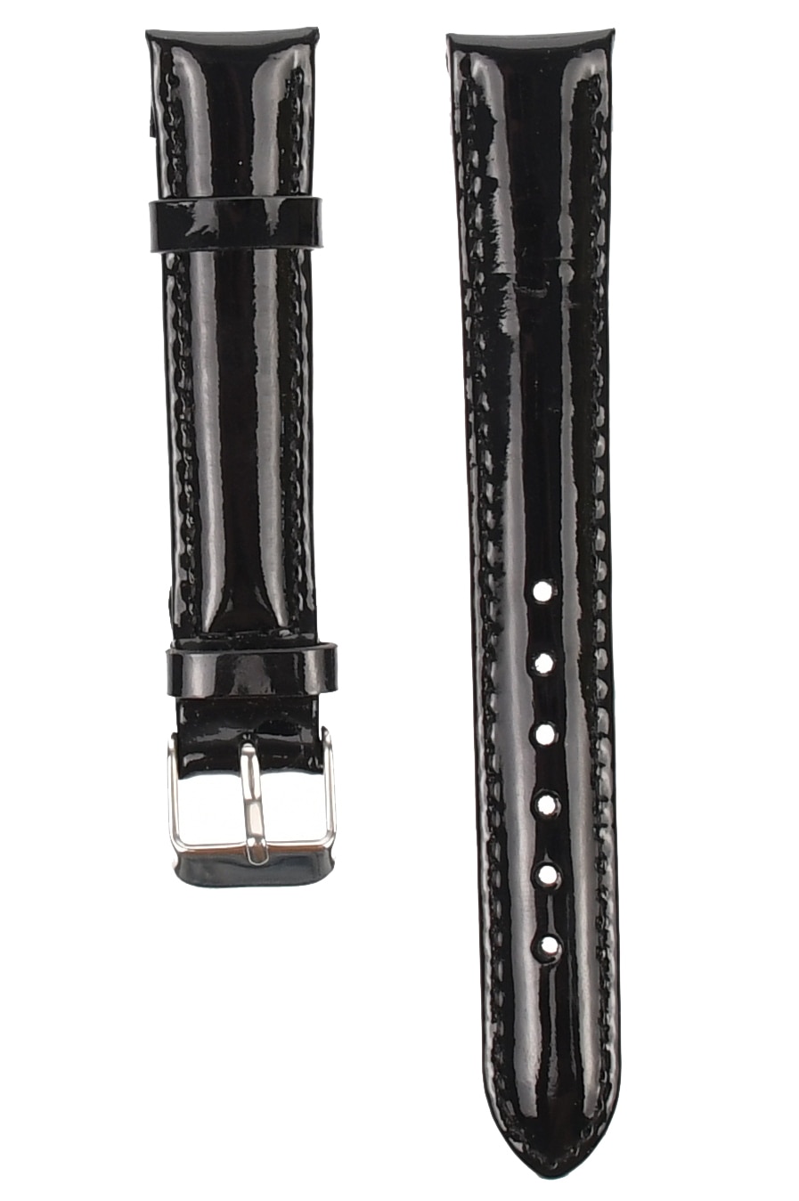 Curea de ceas din piele lacuita, 14 mm x 18 cm, negru