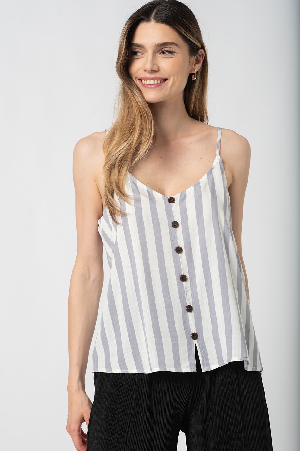 Haily's, Top cu nasturi Malin, Alb/Gri