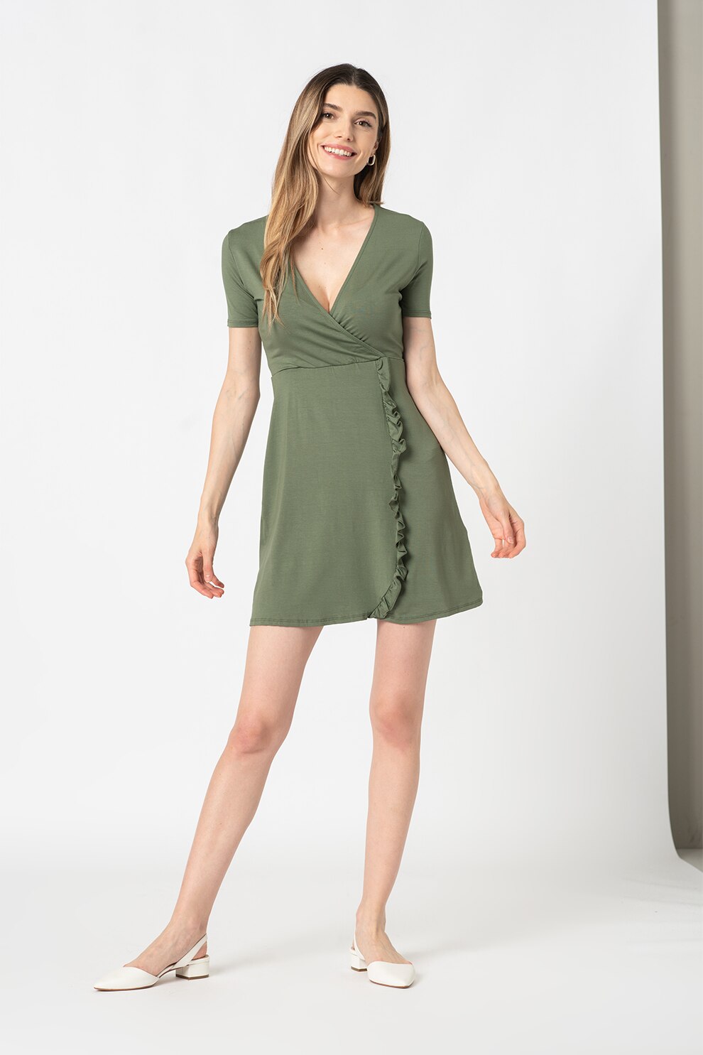 Haily's, Rochie cu decolteu cache-coeur Mika Mika, Verde sparanghel