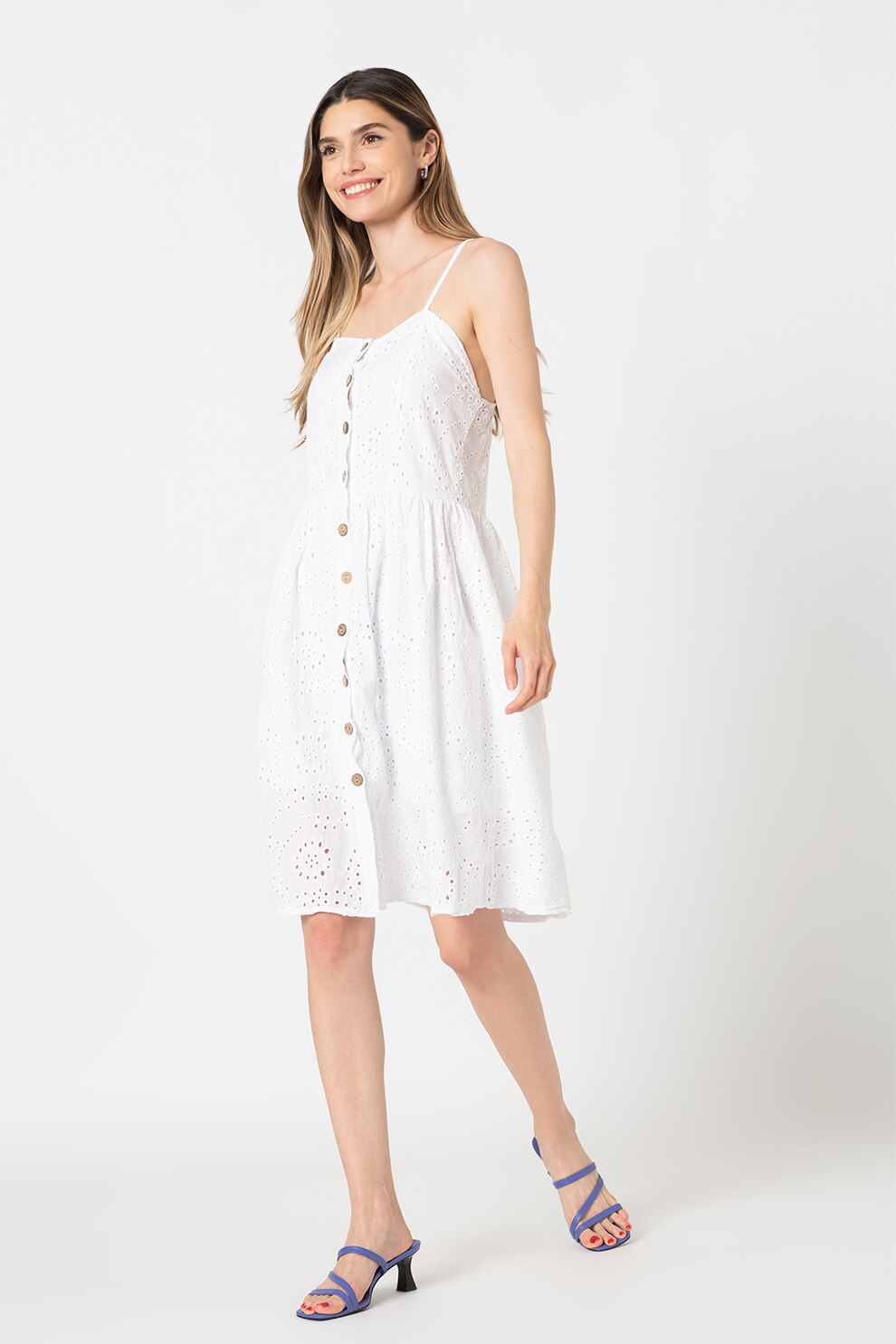 Haily's, Rochie evazata cu detalii brodate Colette, Alb