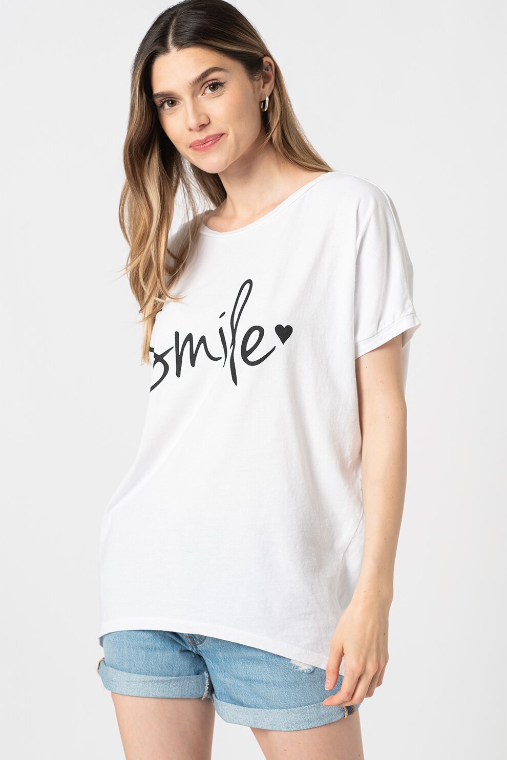 Haily's, Tricou lejer cu imprimeu Elsie, Alb/Negru, XS