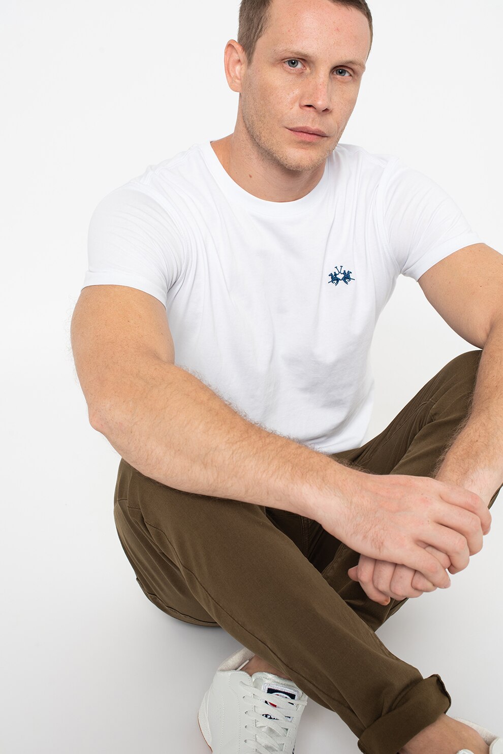 LA MARTINA, Tricou regular fit de bumbac cu logo brodat pe piept, Alb