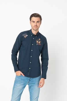 LA MARTINA, Camasa regular fit cu logo brodat, Bleumarin LA MARTINA, Camasa regular fit cu logo brodat, Bleumarin