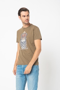 LA MARTINA, Tricou regular fit cu imprimeu, Verde maslina/Gri LA MARTINA, Tricou regular fit cu imprimeu, Verde maslina/Gri