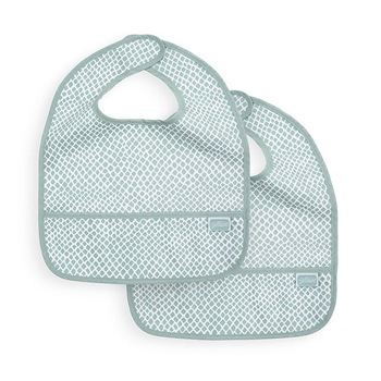 Set 2 bavete impermeabile pentru bebelusi, Jollein Snake, 32x27 cm, verde Set 2 bavete impermeabile pentru bebelusi, Jollein Snake, 32x27 cm, verde