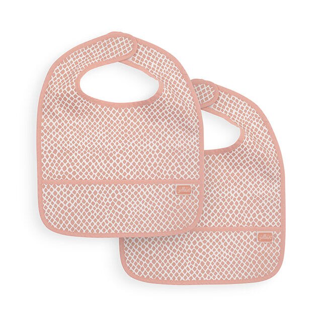 Set 2 bavete impermeabile pentru bebelusi, Jollein Snake, 32x27 cm, roz