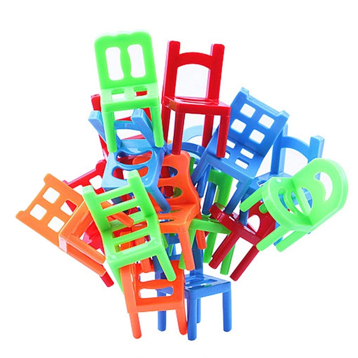 Trefl interaktív társasjáték, egyensúlyozó színes székek, 24 db