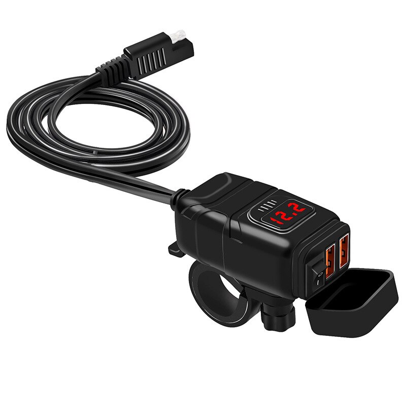Priza moto Auto Road AR-0-181-06, Dual USB, QC 3.0, Voltmetru,