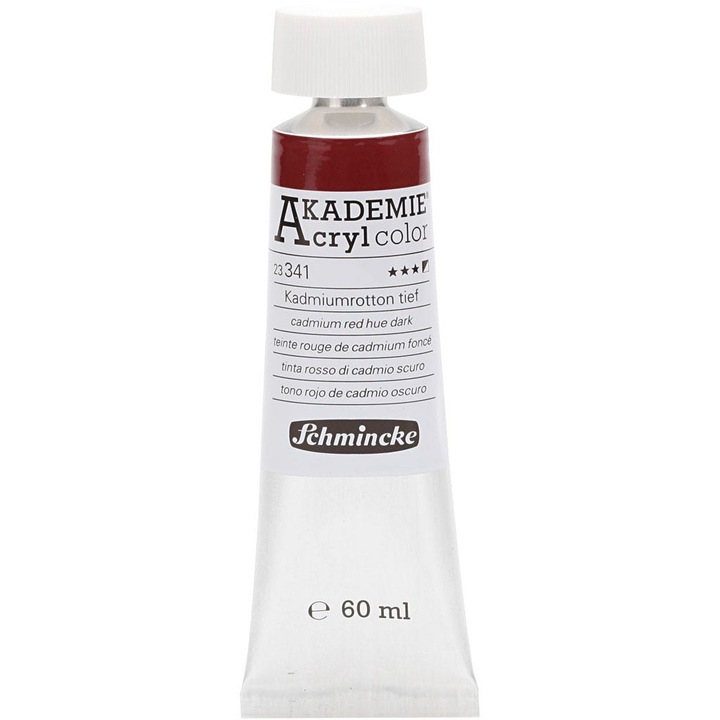 Schmincke AKADEMIE® akrilfesték, Mély kadmiumvörös(341), Részben áttetsző, 60 ml