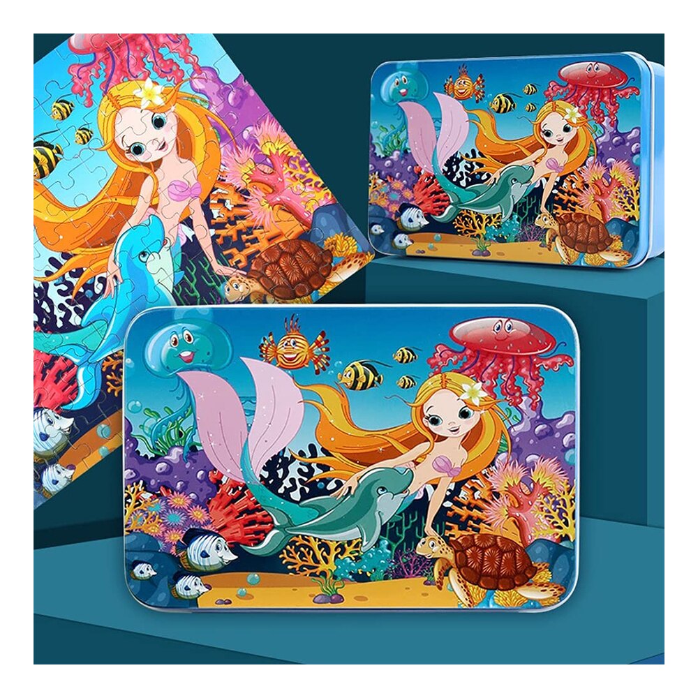 Puzzle NUODWELL, Sirena, lemn, 1-3 ani, 100 piese, Multicolor