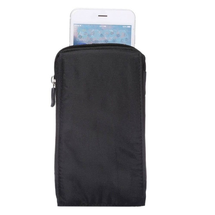 Калъф за телефон, съвместим с Vivo Nex (2018), многофункционална чанта с цип, плат, черен Xxm (18 X 10 Cm)