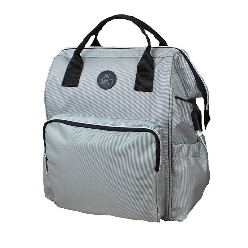 Rucsac pentru mamici, cu mufa USB, Smart Bag, gri deschis