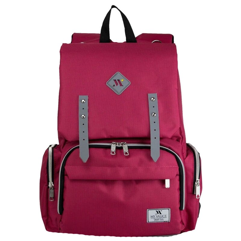 Rucsac pentru mamici, cu mufa USB, Maya, roz