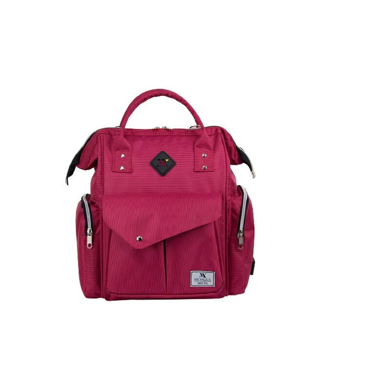 Rucsac pentru mamici, cu mufa USB, roz