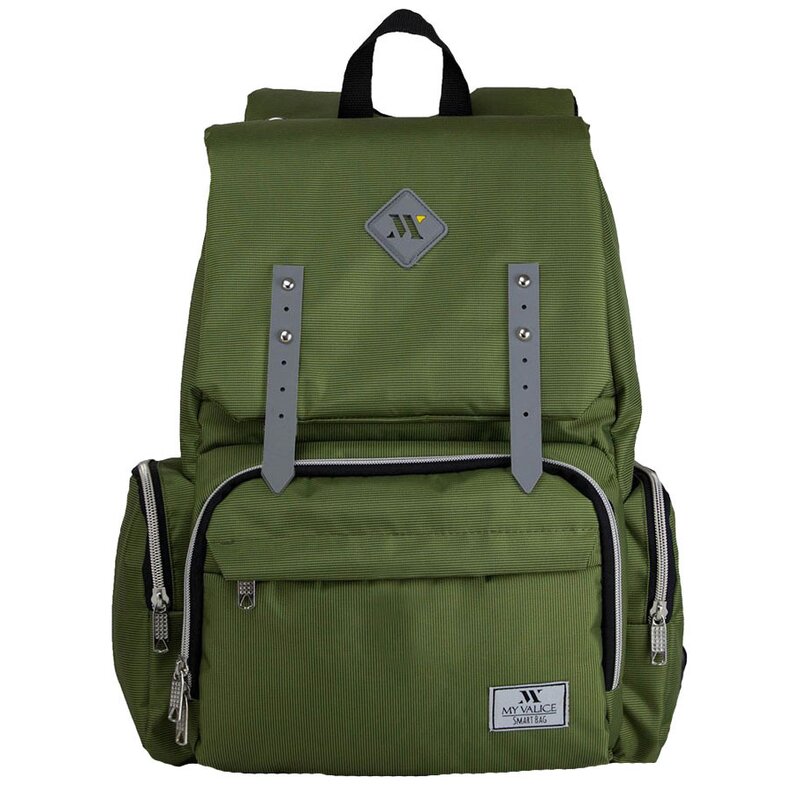 Rucsac pentru mamici, cu mufa USB, Maya, verde