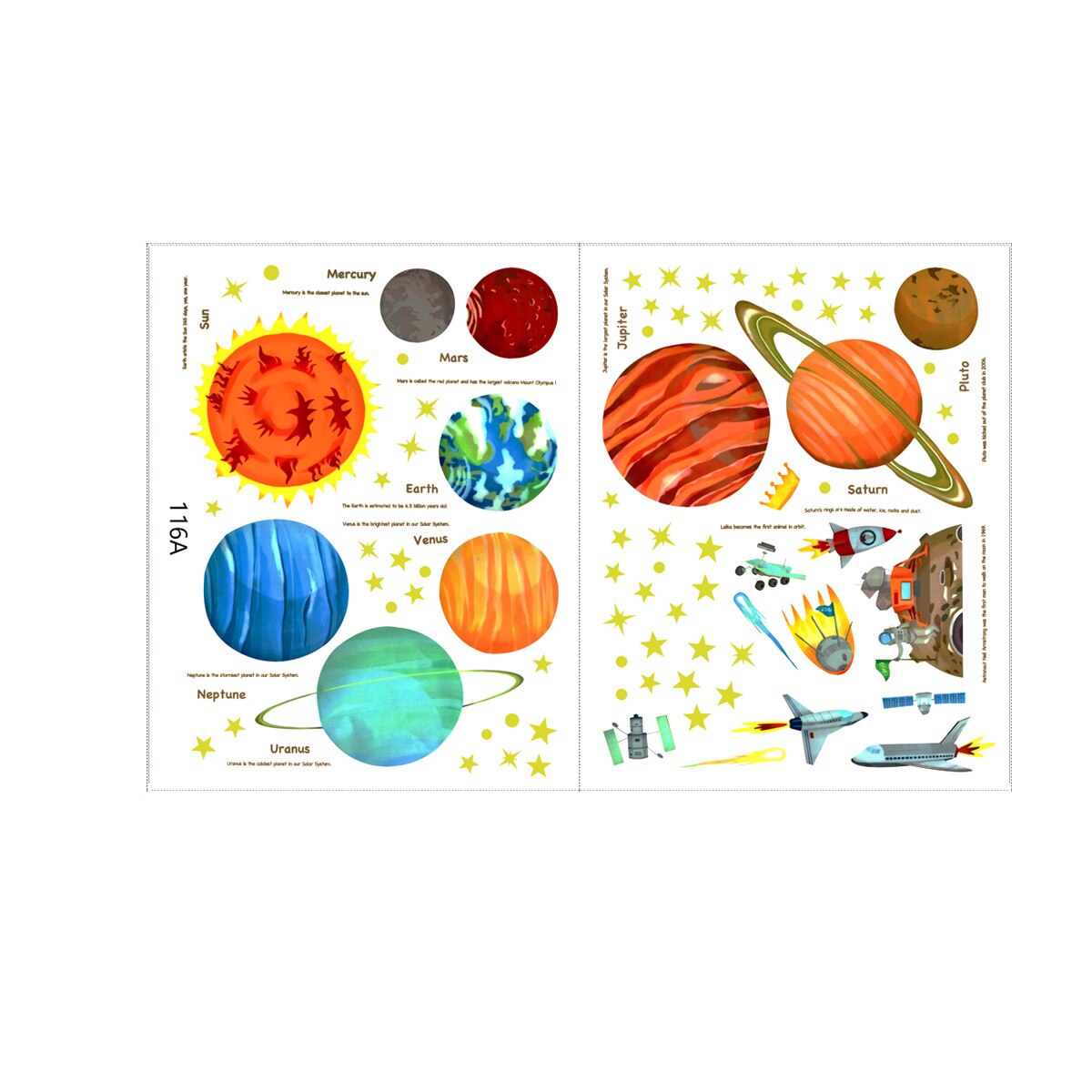 Sticker decorativ pentru camera copiilor cu Planete, 30x38cm, multicolor